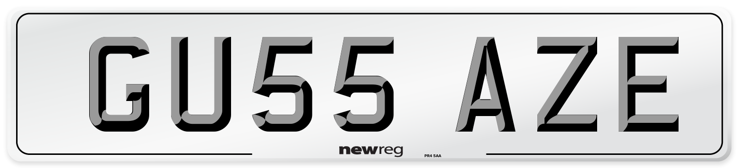 GU55 AZE Number Plate from New Reg